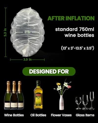 MONKKINO 16 Pack Inflatable Wine Bags | Protects Bottles & Fragile Items During Travel thumbnail 4