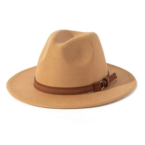 Lisianthus Vintage Wide Brim Fedora Hat Large | Breathable Cotton Blend, Adjustable Strap, Classic Style thumbnail 1