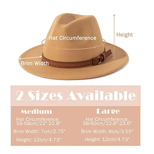 Lisianthus Vintage Wide Brim Fedora Hat Large | Breathable Cotton Blend, Adjustable Strap, Classic Style thumbnail 3