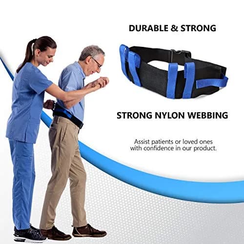NYOrtho Transfer Gait Belt with 6 Heavy Handles (25 Pack) | Adjustable 28-55" Waist, Blue thumbnail 2
