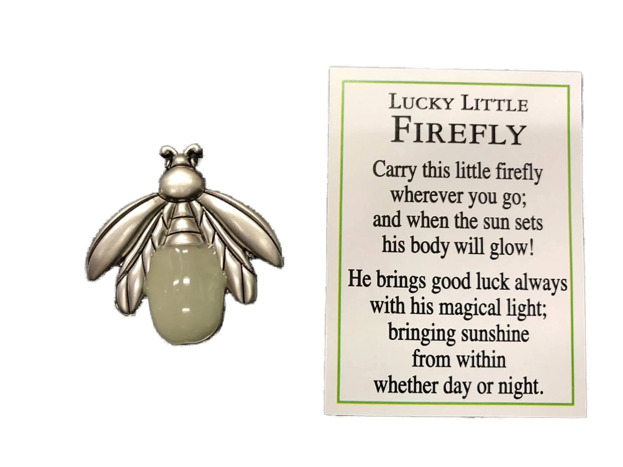 Ganz Lucky Little Firefly Token Charm Sterling Silver Glow in The Dark | 0.04 lb — Silver,White