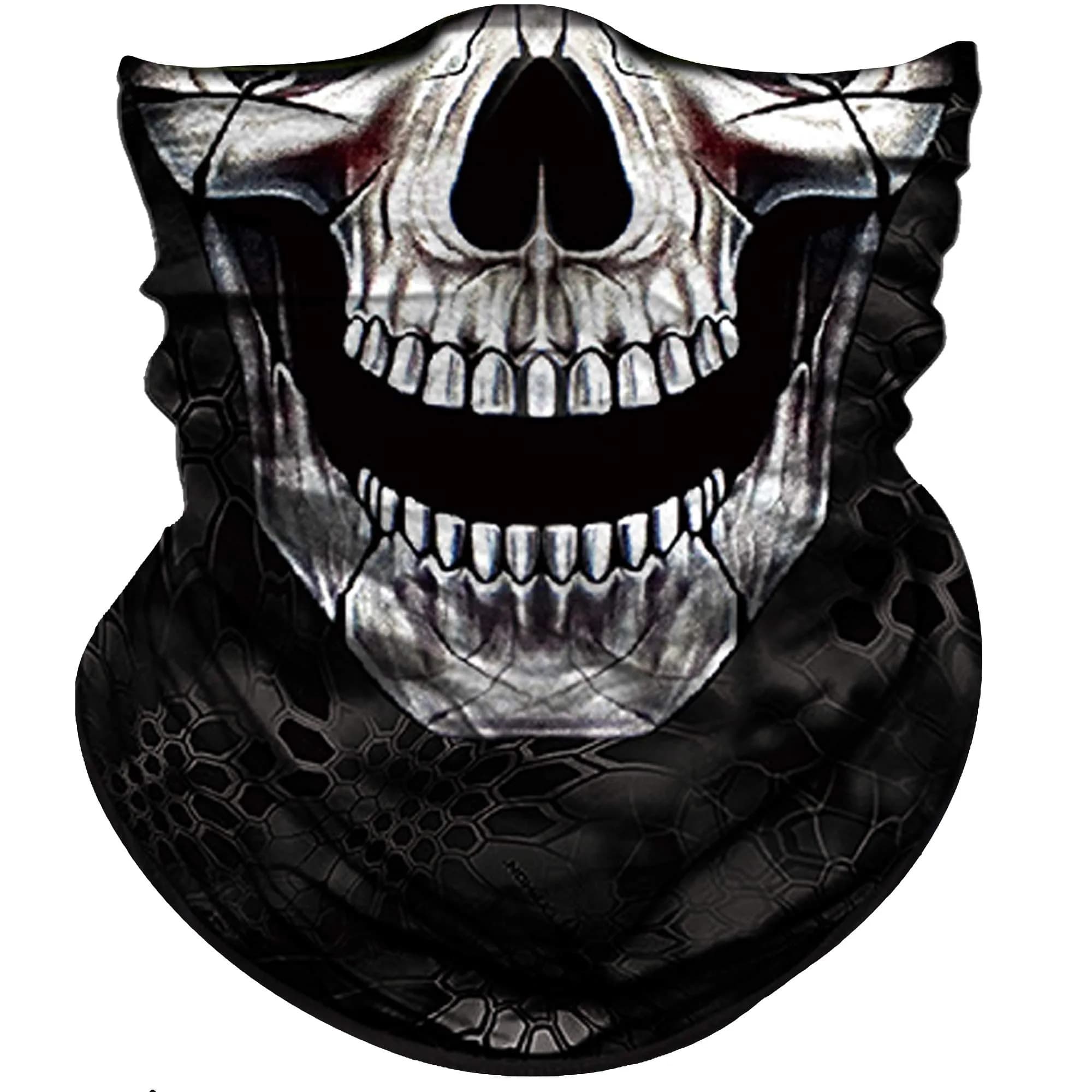 Obacle Black Eye Smile Skull 3D Seamless Half Face Mask for Dust, Wind & UV Protection