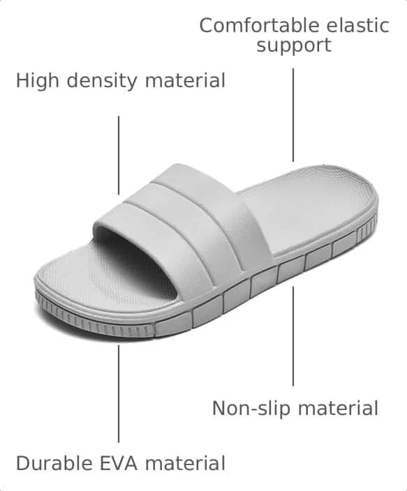 clootess Shower Slide Shoes for Men and Women Home Sandal 40.41 | Non-Slip Indoor Bath Slipper Grey thumbnail 3