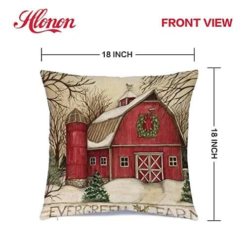 Hlonon Christmas Pillow Covers 18 x 18 Inches Set of 4 | Xmas Series Zippered Square Pillowcase thumbnail 2