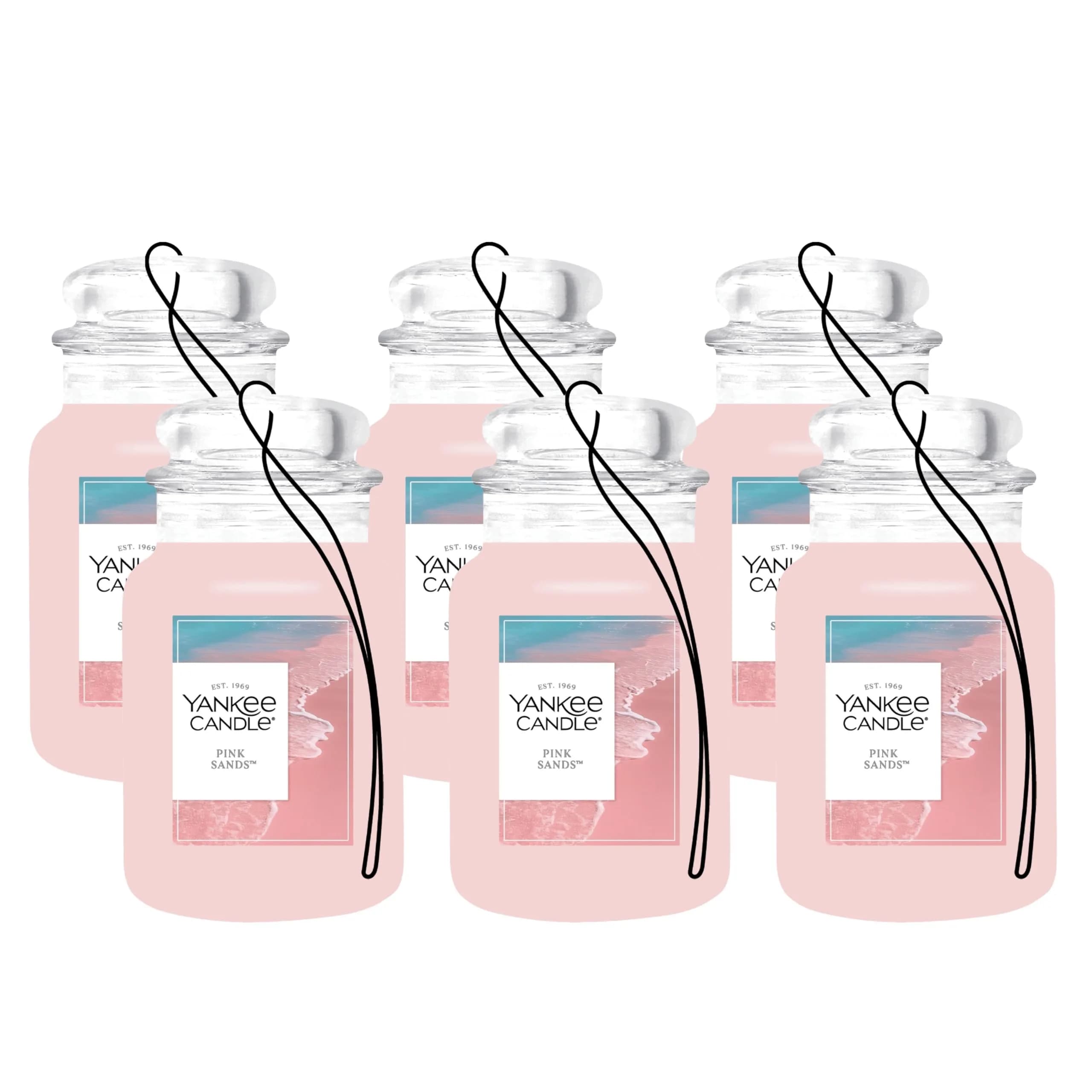 Yankee Candle Balsam & Cedar Paper Car Jar Air Freshener, Pack of 3 | Long-Lasting Fragrance for Cars — Pink Sands