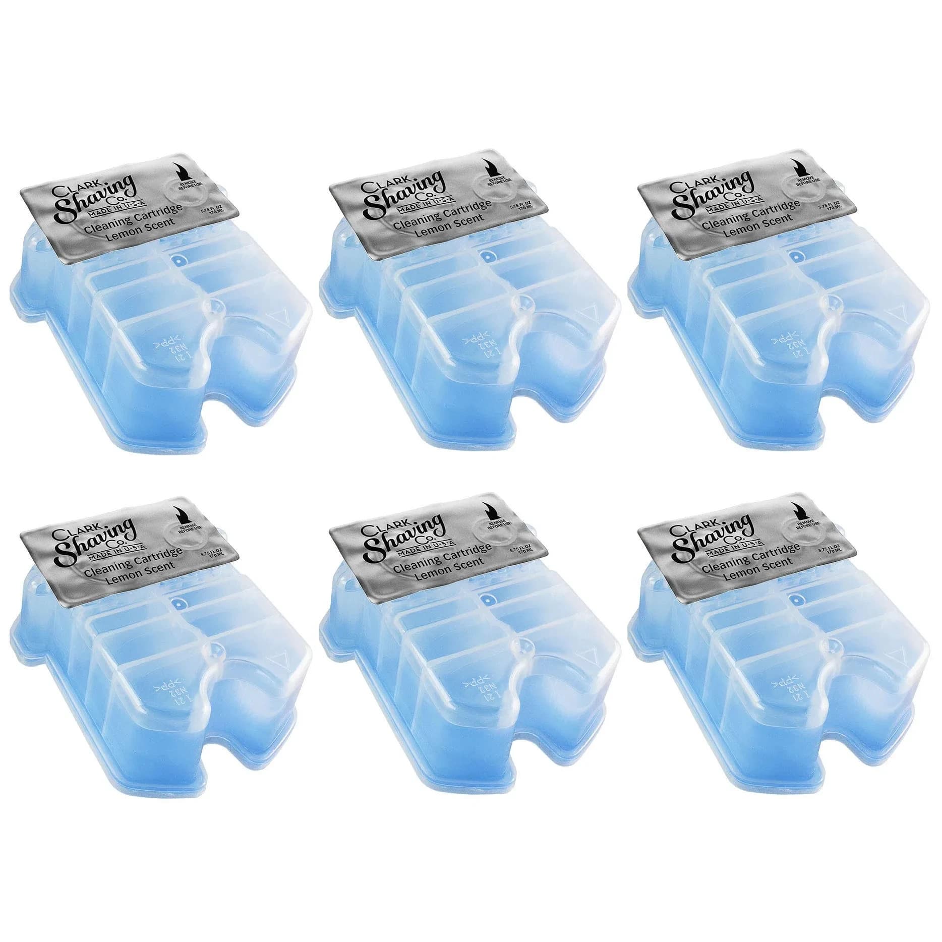 Clark Shaving Co. Clean & Renew Refill Cartridges for Braun Shavers, 6-Pack | Lemon Fresh Alcohol-Based Cleaning Solution - main product image