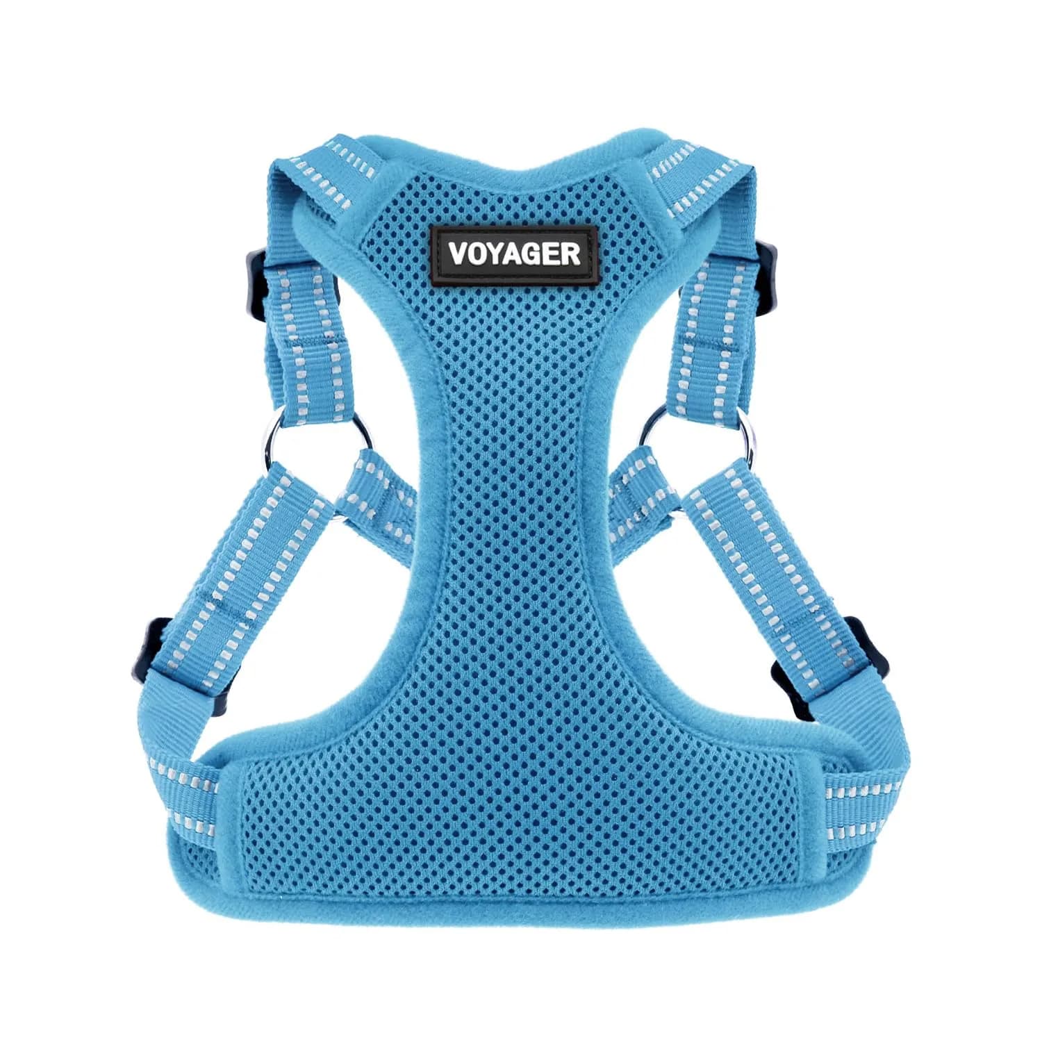 Best Pet Supplies Voyager Adjustable Step-In Mesh Dog Harness for Small Medium Large Dogs (Baby Blue), L | Breathable & Reflective Fit