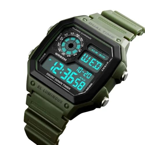 PASOY Men's Digital Sport Watch 43mm (1.7 inch) Dual Time Stopwatch Countdown | 50M Water Resistant Sport Watch thumbnail 2