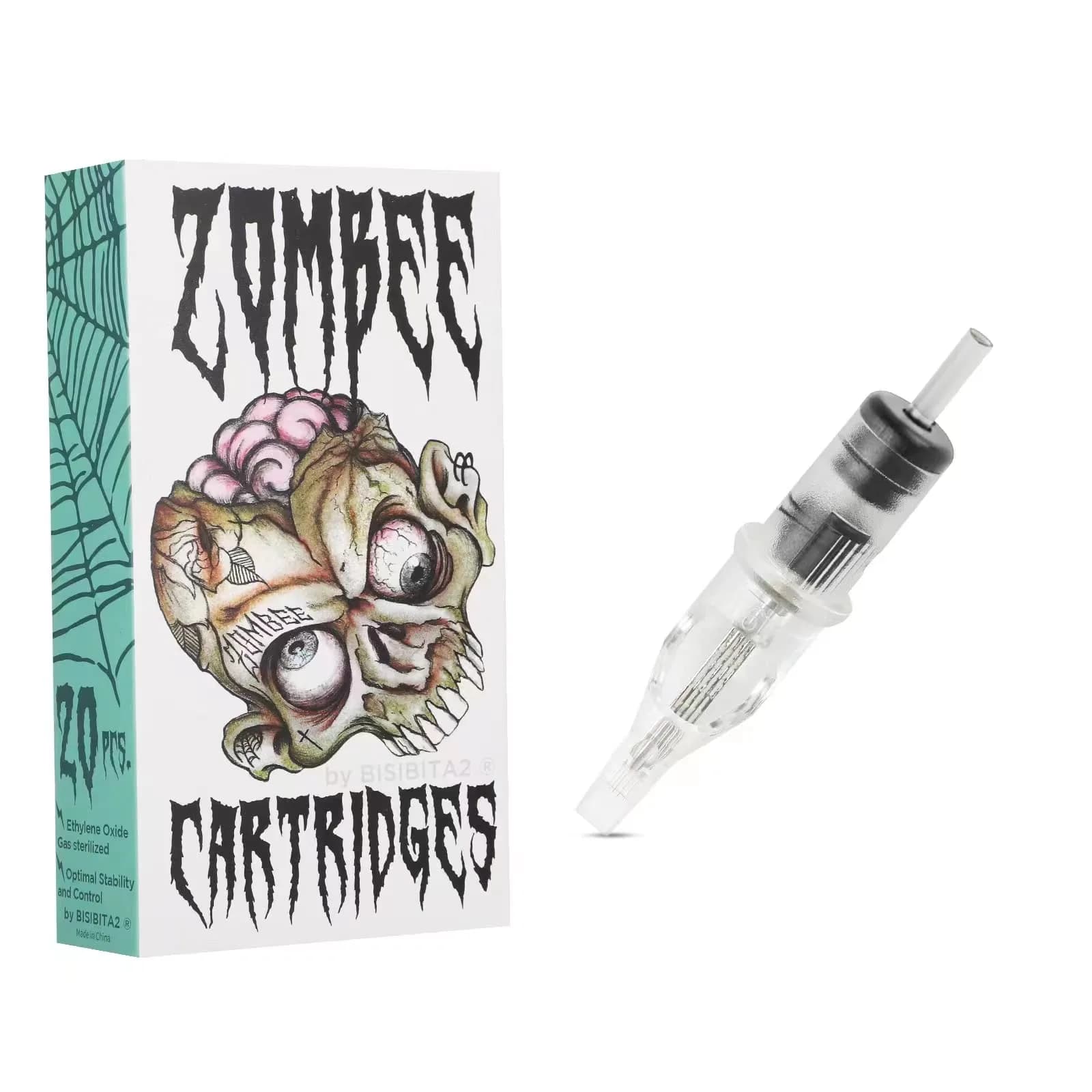 BISIBITA2 ZOMBEE Disposable Tattoo Needle Cartridge 1005RL (20 Count, Clear) | Precision Tattooing with Safety Membrane — 1209CM