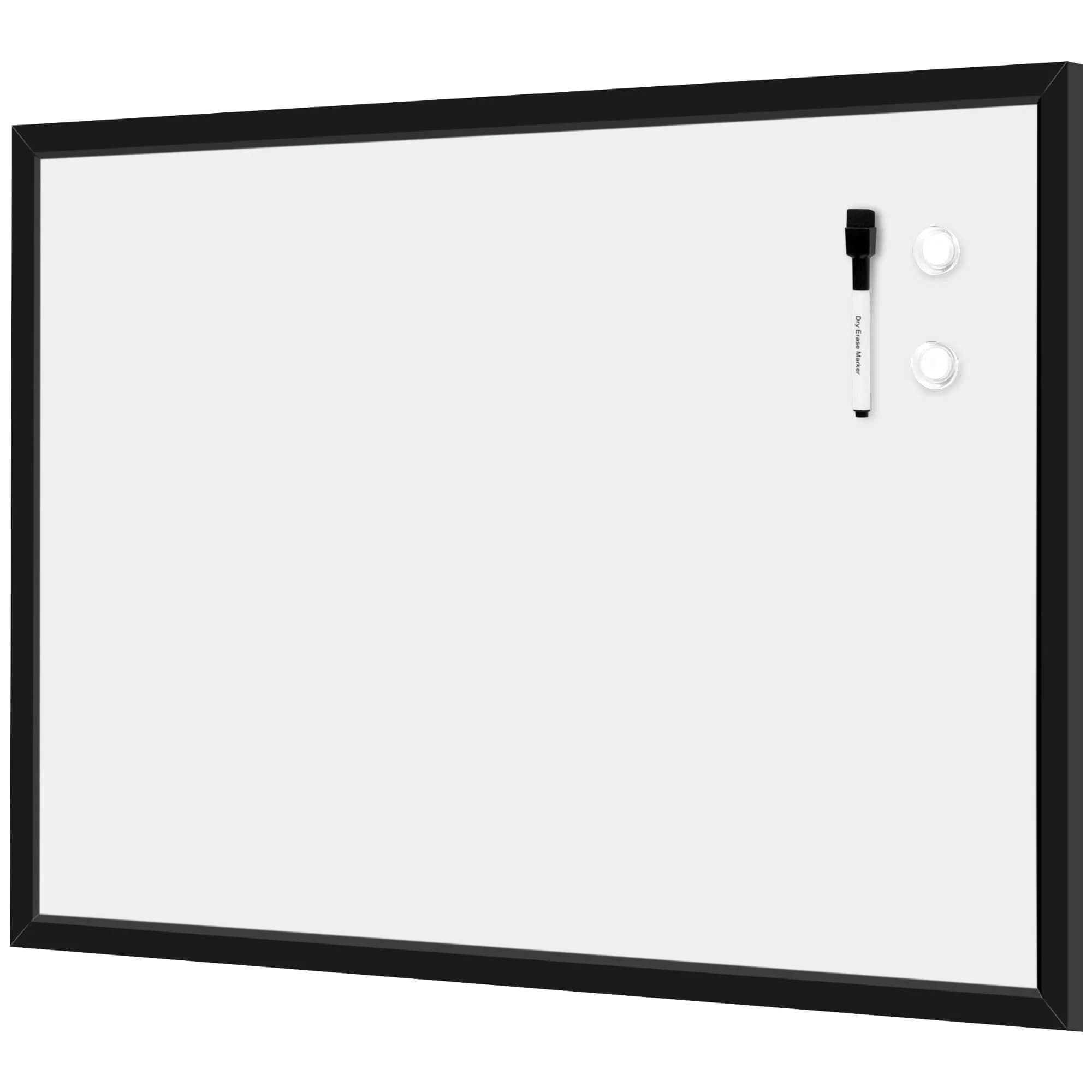 Amazon Basics Magnetic Dry Erase Whiteboard 90cm x 58cm (35"W x 23"H) | Smooth Surface, Black Wooden Frame, Wall-Mounted