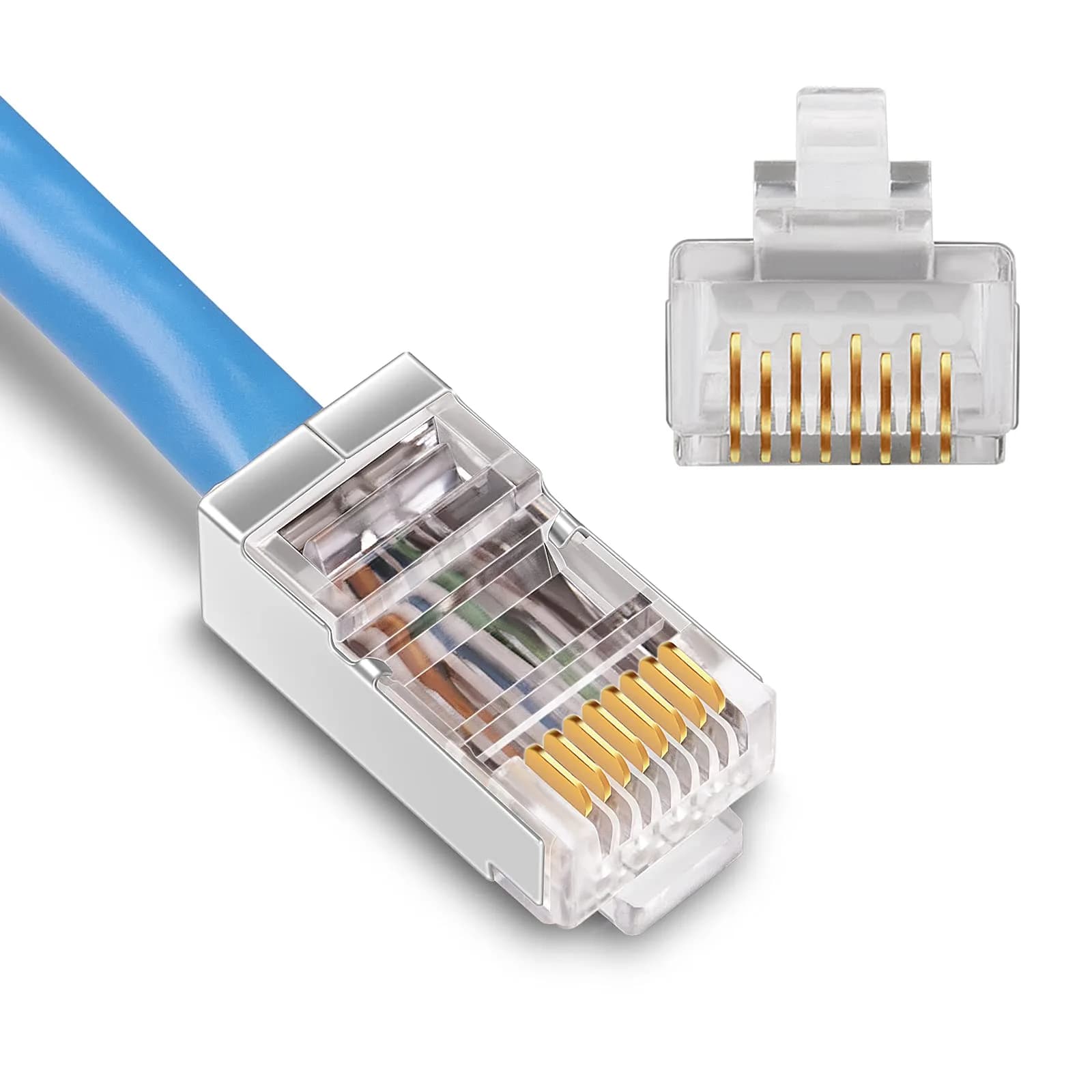 iGreely Shielded Cat6 RJ45 Connectors 50 Pack Gold Plated | High-Speed Ethernet Crimp - main product image