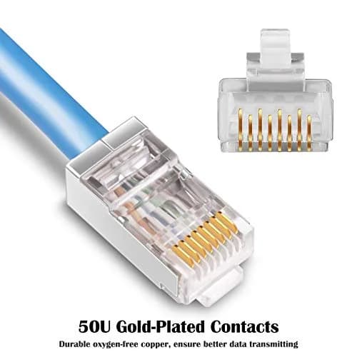 iGreely Shielded Cat6 RJ45 Connectors 50 Pack Gold Plated | High-Speed Ethernet Crimp thumbnail 3