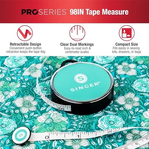 Singer ProSeries Retractable Tape Measure, 96" (244cm) Teal (2-Pack) thumbnail 5