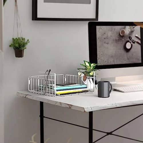 Simple Houseware 2-Pack Under Shelf Wire Metal Basket Shelf, White | Space-Saving Kitchen Organizer thumbnail 6