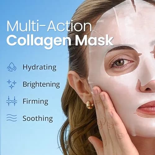 Ebanel Collagen Face Mask with Hyaluronic Acid & Vitamin C | Hydrating, Brightening & Firming Sheet Mask for Sensitive Skin, 15-Pack thumbnail 2