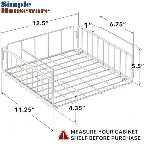 Simple Houseware Under Shelf Basket, White | Space-Saving Organizer for Home & Office thumbnail 2