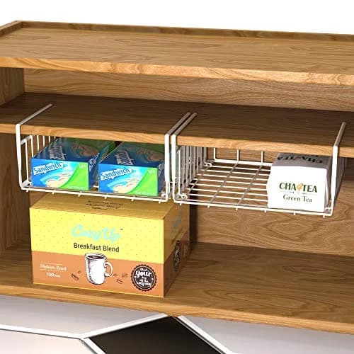 Simple Houseware Under Shelf Basket, White | Space-Saving Organizer for Home & Office thumbnail 4