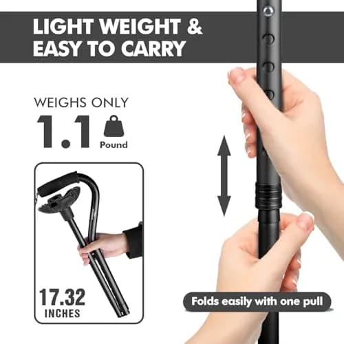 KINGGEAR Self Standing Quad Cane with Offset Handle 31-36" | Lightweight Aluminum Mobility Aid thumbnail 5