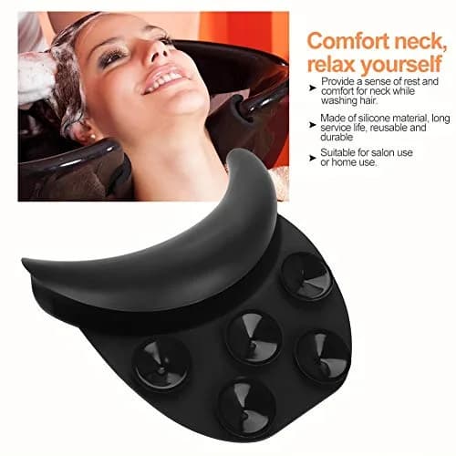 DEWIN Silicone Shampoo Bowl Neck Rest Cushion with Suction Cups | Black Salon Sink Neck Pillow for Hair Washing thumbnail 5
