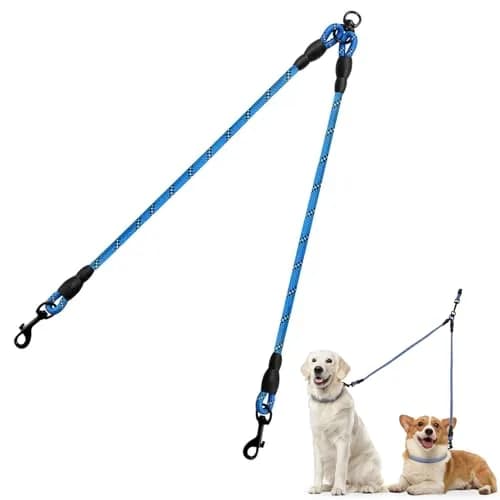 Taglory Blue Double Dog Leash Coupler 76.2cm (30 Inch) | Tangle-Free Swivel for Small & Medium Dogs thumbnail 1