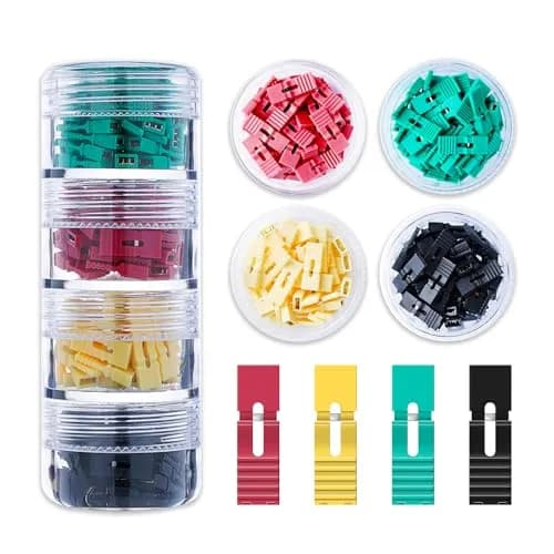 CQRobot 200 Pieces Jumper Caps with Handle Pin Short Circuit 2-Pin Connector | Suitable for Arduino Raspberry Pi Motherboard (5mm x 13.5mm, 4 Colors) thumbnail 1