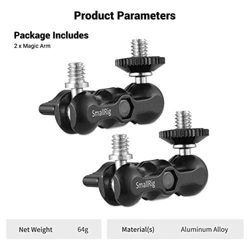 SMALLRIG Universal Magic Arm with Small Ballhead (2pcs) 2158 | 7.2cm (2.85in) Black Aluminum Alloy thumbnail 7