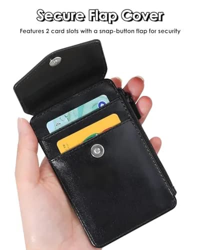 Teskyer Leather ID Badge Holder with Lanyard, Cyan | 4 Card Slots, Zipper Pocket, Premium Leather thumbnail 3