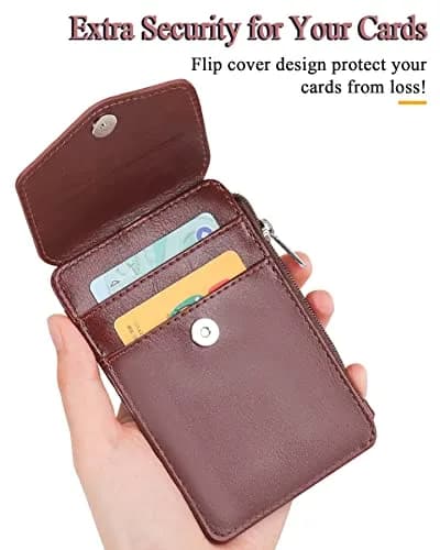 Teskyer Leather ID Badge Holder with Lanyard, Brown | Multiple Card Slots & Zip Pocket thumbnail 5