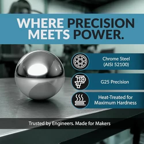 PGN Bearings 5/8" Chrome Steel Bearing Balls G25 (100 Pcs, 15.875mm) | Precision Grade 25 Balls thumbnail 4