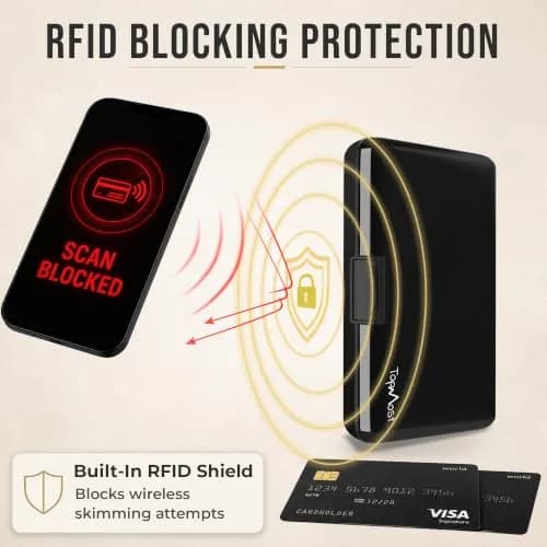 TopMost Aluminum Credit Card Holder RFID Blocking Wallet 12 Cards | Slim Minimalist Design thumbnail 5