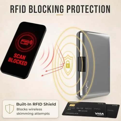 TopMost Aluminum Credit Card Holder, RFID Blocking Wallet for Women & Men - Silver | Holds 12 Cards thumbnail 6