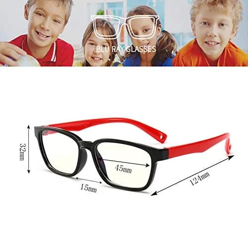 FOURCHEN Anti Blue Light Glasses for Kids Computer Glasses,UV Protection Anti Glare Eyeglasses, Video Gaming Glasses (Black-red) | Protect Eyes thumbnail 4