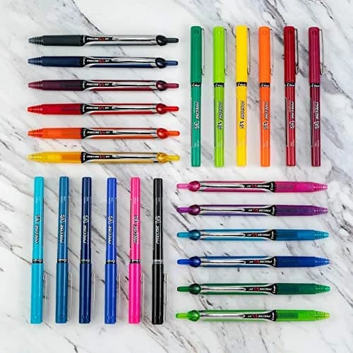 PILOT Precise V5 Stick Pens, Extra Fine Point 0.5mm, Assorted Inks, 12-Pack | Smooth Writing Liquid Ink Rollerball Pens thumbnail 6