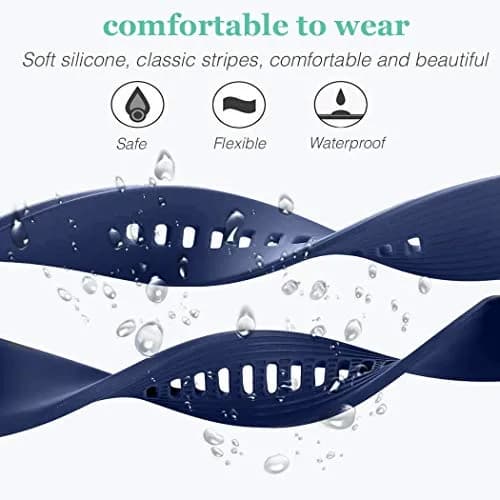 HSWAI 22mm Silicone Watch Band for Samsung Galaxy Watch 3 45mm/46mm, Gear S3 Classic/Frontier, Navy | Water Resistant Sports Strap thumbnail 4