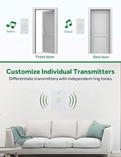 AVANTEK Wireless Doorbell Kit 300m (1000 ft) Range | 2 White Transmitters + 1 Plug-in Receiver thumbnail 4