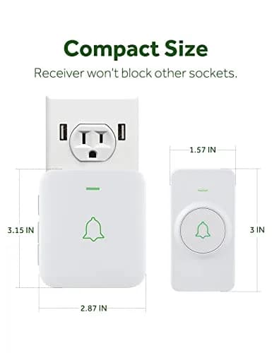 AVANTEK Wireless Doorbell Kit 300m (1000 ft) Range | 2 White Transmitters + 1 Plug-in Receiver thumbnail 5