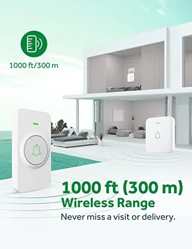 AVANTEK Wireless Doorbell Kit 300m (1000 ft) Range | 2 White Transmitters + 1 Plug-in Receiver thumbnail 6