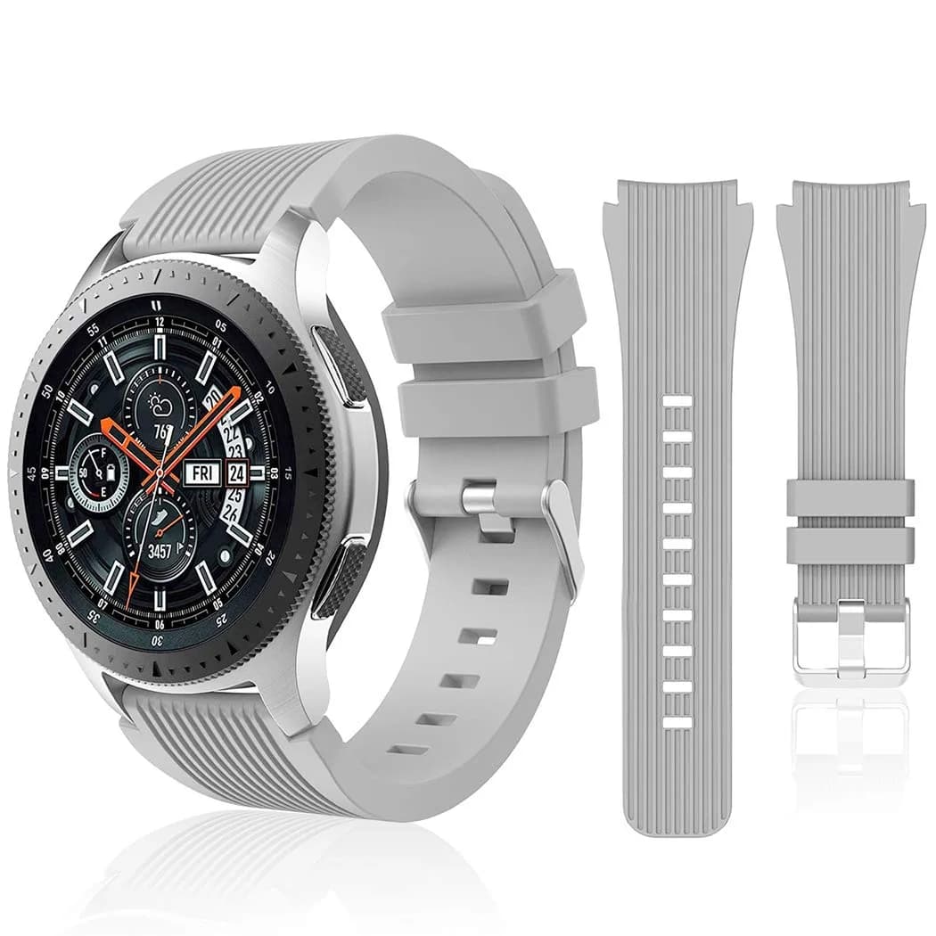 HSWAI Gray Silicone Watch Band for Samsung Galaxy Watch 46mm/Gear S3/Watch 3 45mm (22mm) | Water Resistant Sports Strap — 02#gray