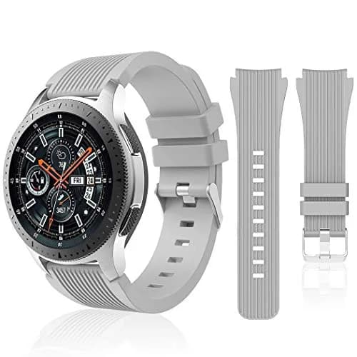 HSWAI Gray Silicone Watch Band for Samsung Galaxy Watch 46mm/Gear S3/Watch 3 45mm (22mm) | Water Resistant Sports Strap thumbnail 1