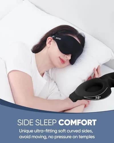 MZOO Luxury 3D Sleep Mask 10mm (0.39in) | Patented Light Blocking Design for Zero Eye Pressure thumbnail 3