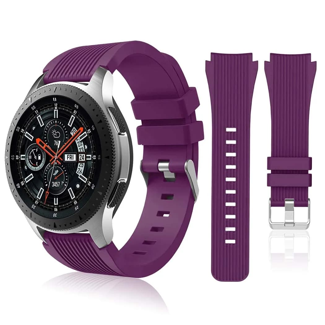 HSWAI Gray Silicone Watch Band for Samsung Galaxy Watch 46mm/Gear S3/Watch 3 45mm (22mm) | Water Resistant Sports Strap — 08#purple