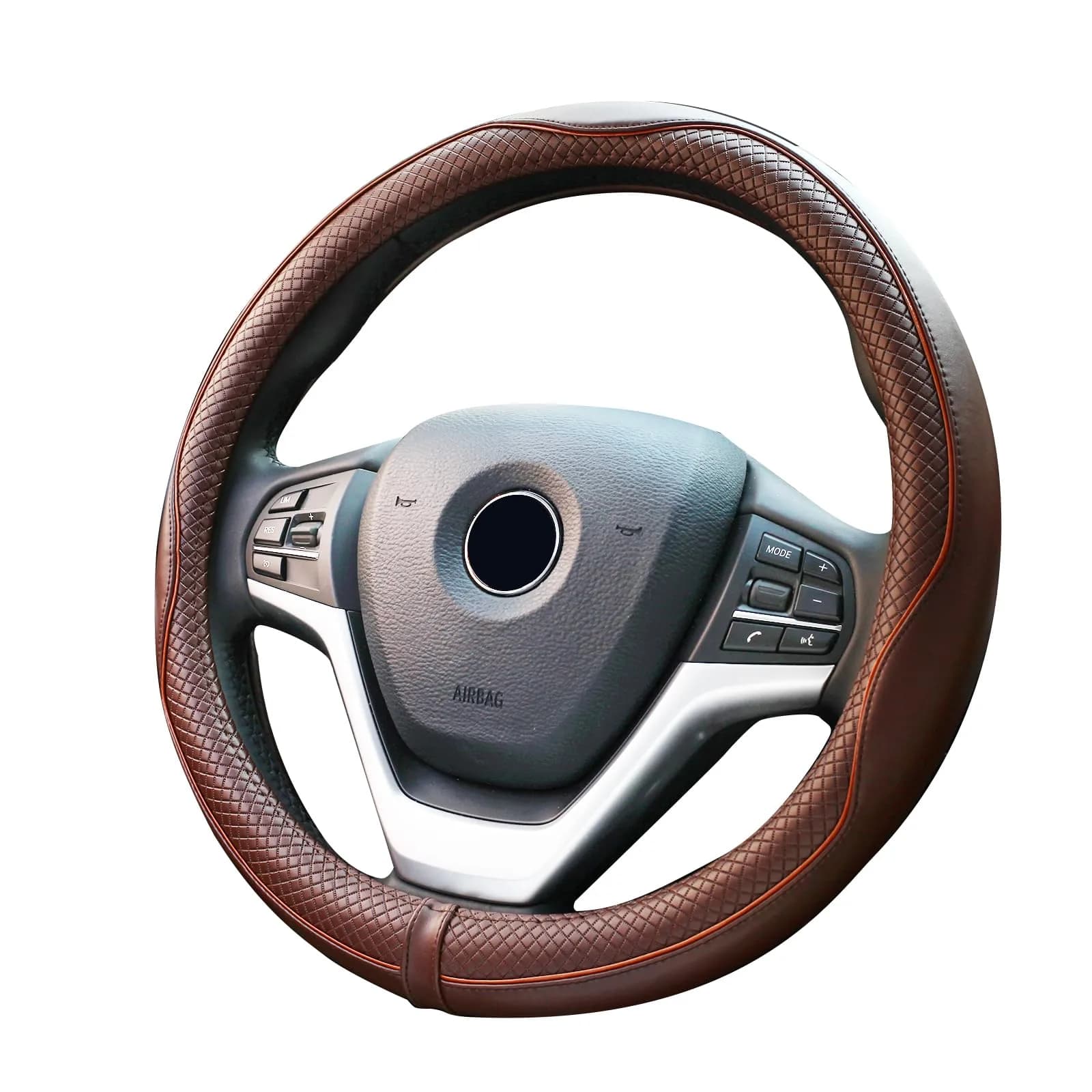 Valleycomfy Genuine Leather Steering Wheel Cover 15.75 inch | Heavy Duty, Soft & Safe — Coffee