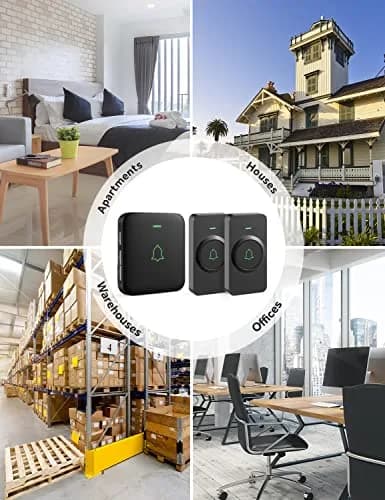 AVANTEK Wireless Doorbell Kit with 2 Black Transmitters & 1 Receiver | 1000 ft Range, 52 Melodies, IP55 Waterproof thumbnail 8