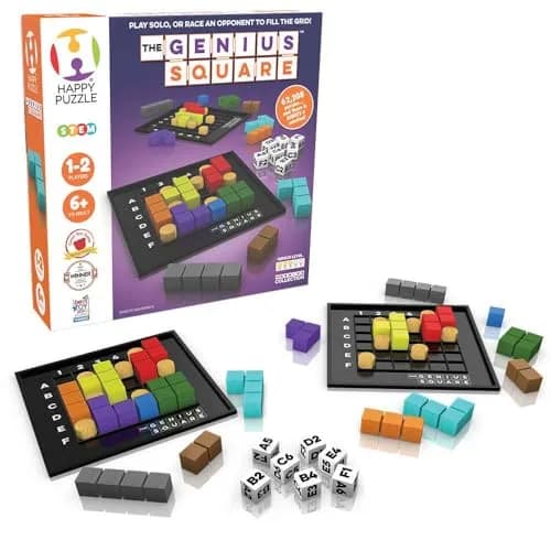 The Happy Puzzle Company Genius Square STEM Puzzle Game 227g (8oz) | Award-Winning Logic Game with 62,000+ Solutions thumbnail 1
