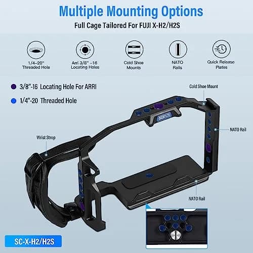 Sirui Camera Support Cage for FUJIFILM X-H2/X-H2S | Aluminium Frame with Wrist Strap thumbnail 2
