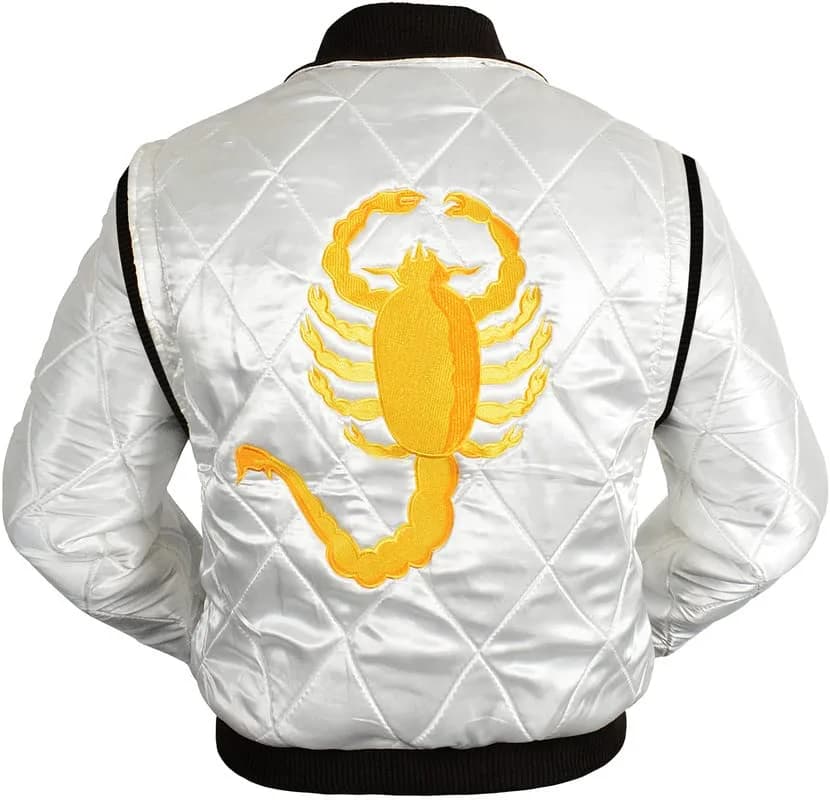 LP-FACON Men's Logo Satin Bomber Jacket White XL | Imported from USA thumbnail 2