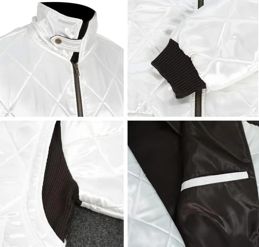 LP-FACON Men's Logo Satin Bomber Jacket White XL | Imported from USA thumbnail 12