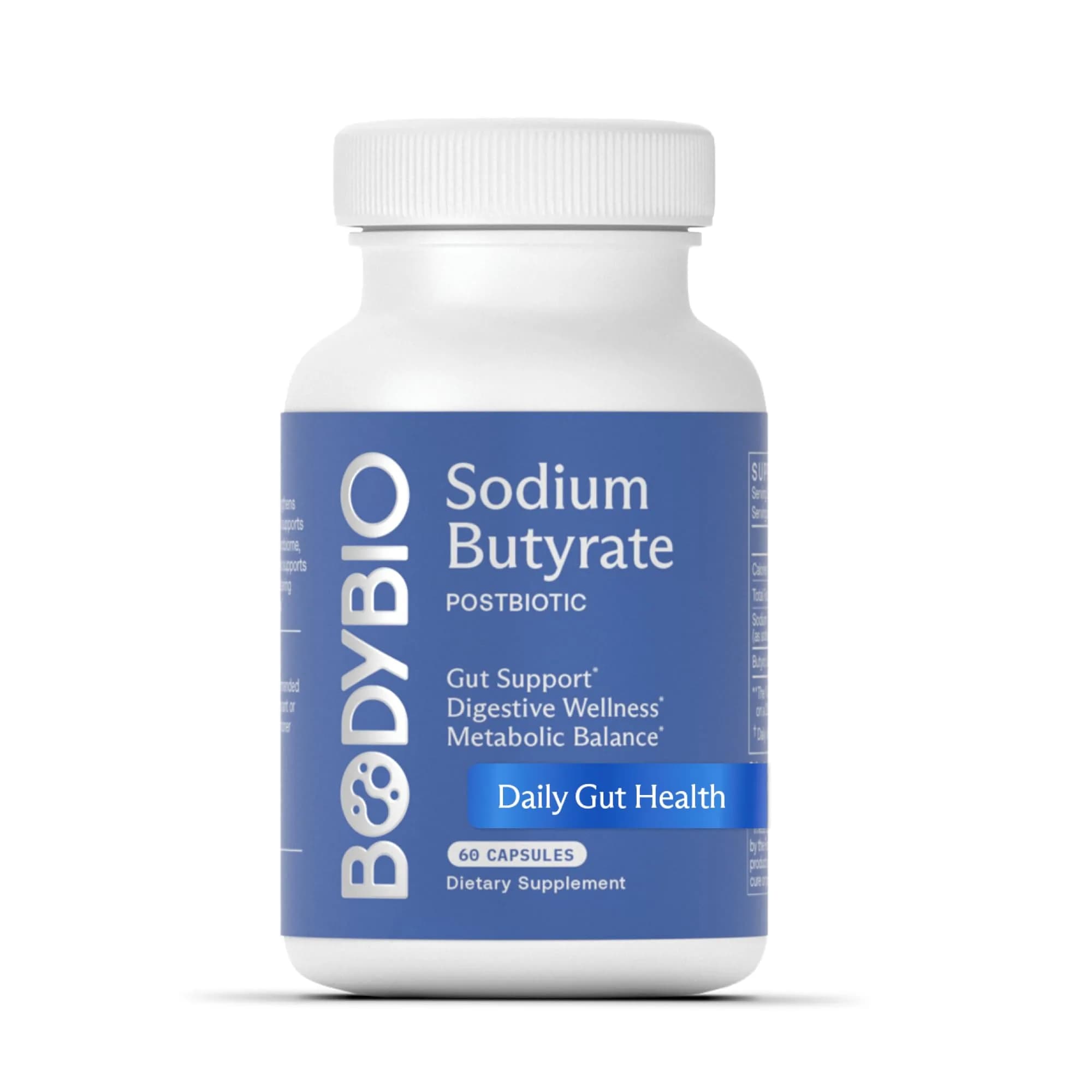 BodyBio Butyrate Sodium Postbiotic 60 Capsules | Supports Gut Health & Digestion — 60 Capsules