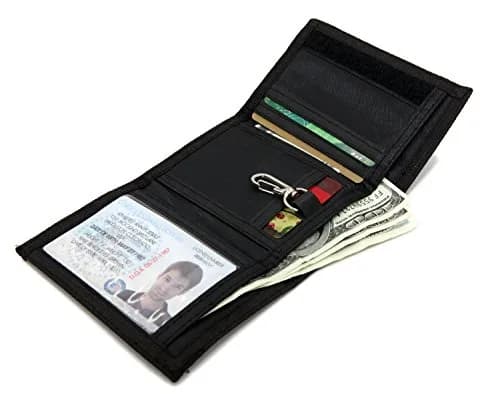 AI-DEE RFID Trifold Canvas Wallet for Kids - Black | High Capacity, RFID Protected, Waterproof thumbnail 2