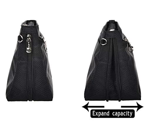 Vercord Expandable Nylon Handbag Purse Organizer Insert Liner Shaper Bag in Bag - Black Medium thumbnail 4